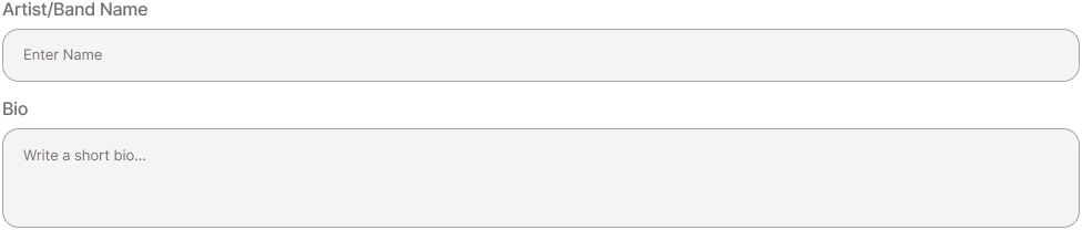 PRESSD Form fields: a label with text input and a label with textarea