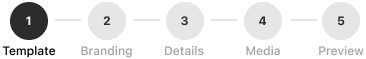 PRESSD Step progress bar: five steps where completed steps fill dark