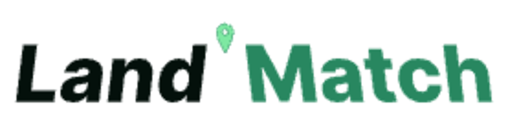 LandMatch logo study: Wordmark with pin