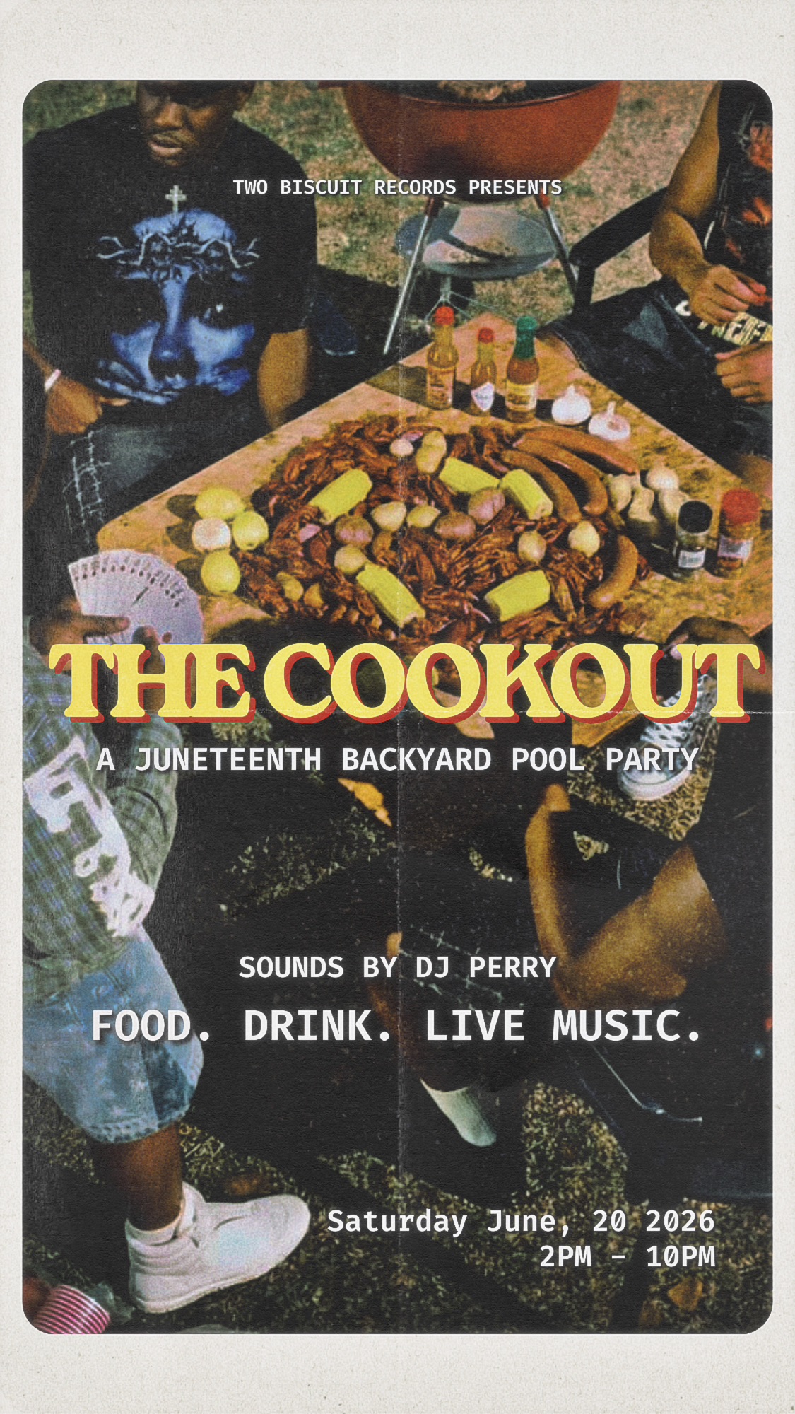 The Cookout Story graphic, the flyer recomposed at 9:16