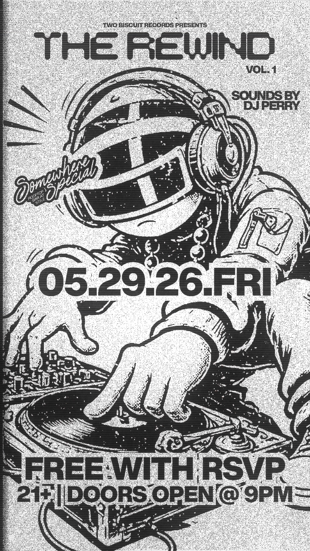 The Rewind Vol. 1 Story graphic, the flyer recomposed at 9:16