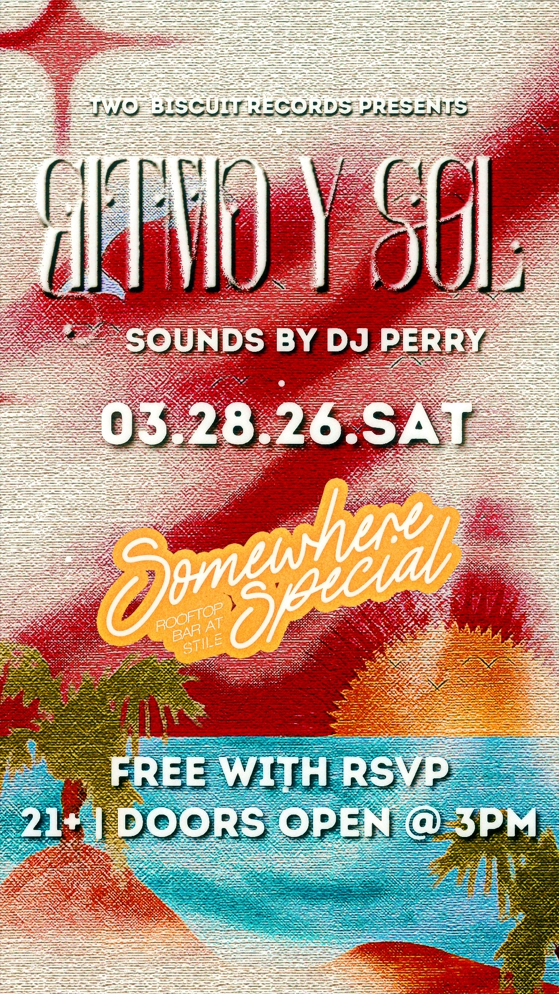 Ritmo y Sol Story graphic, the flyer recomposed at 9:16