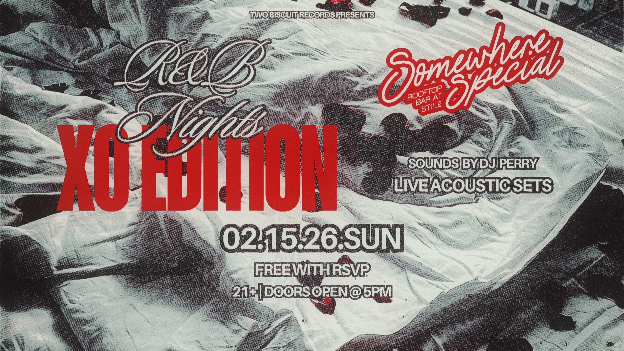 R&B Nights: XO Edition landscape graphic, the flyer recomposed at 16:9