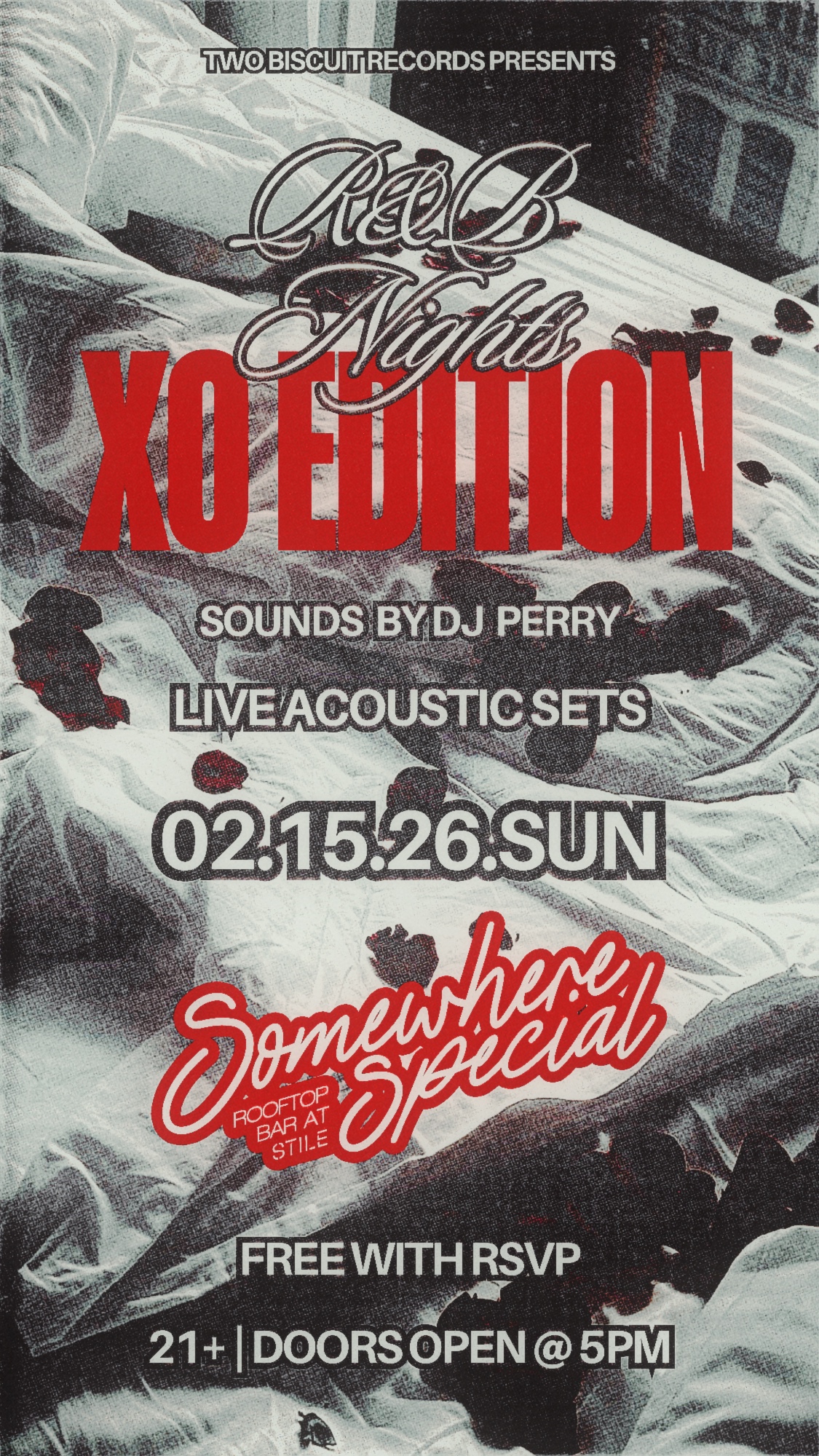 R&B Nights: XO Edition Story graphic, the flyer recomposed at 9:16
